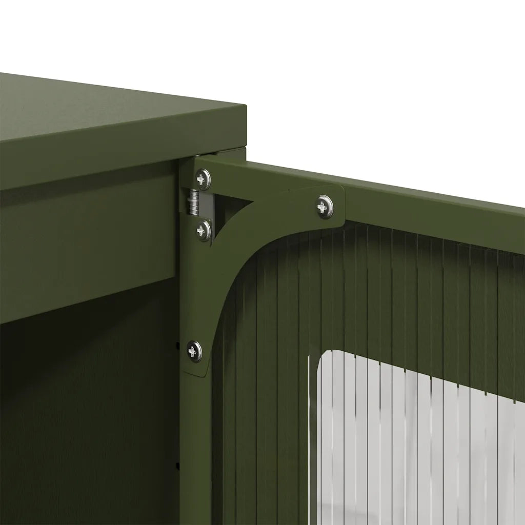 vidaXL Credenza Verde Oliva 68x39x111,5 cm in Acciaio