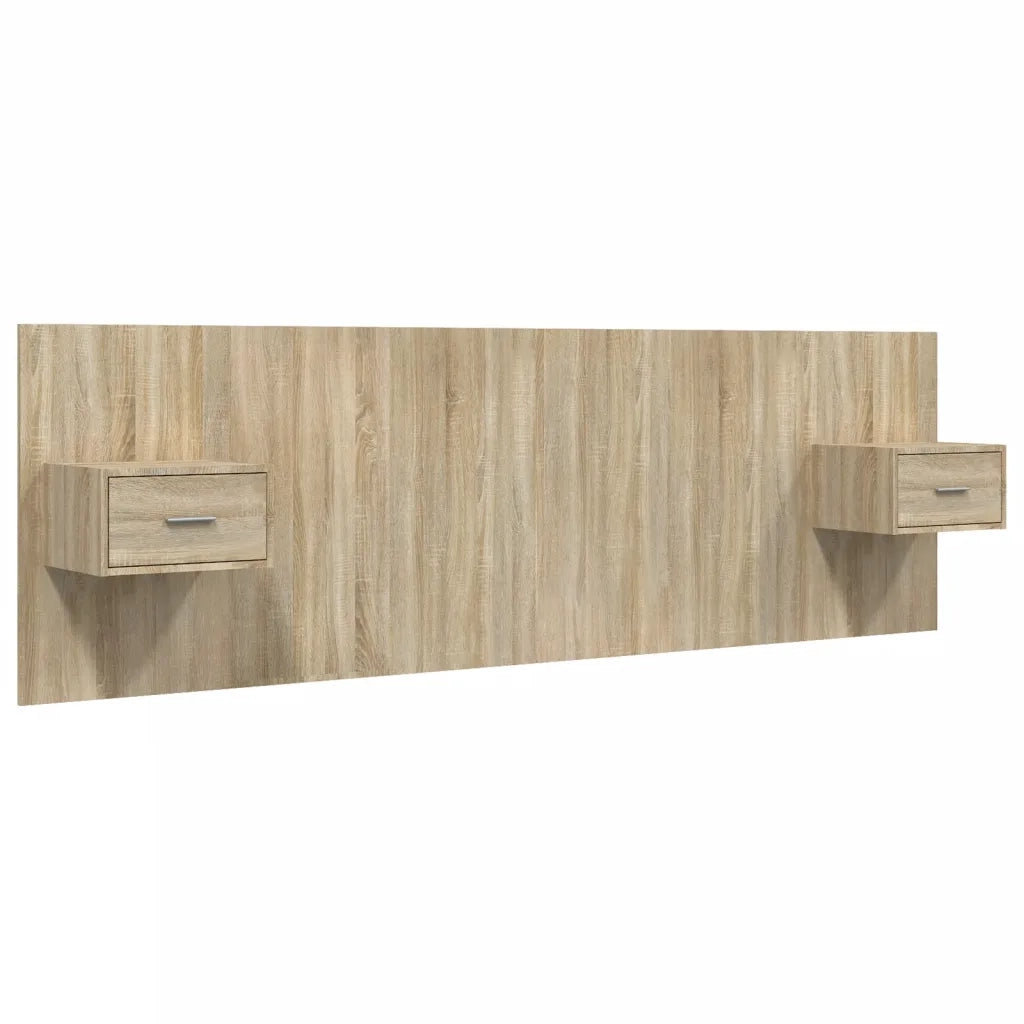 Testiera | Testata Letto con Comodini in Legno Multistrato Rovere Sonoma