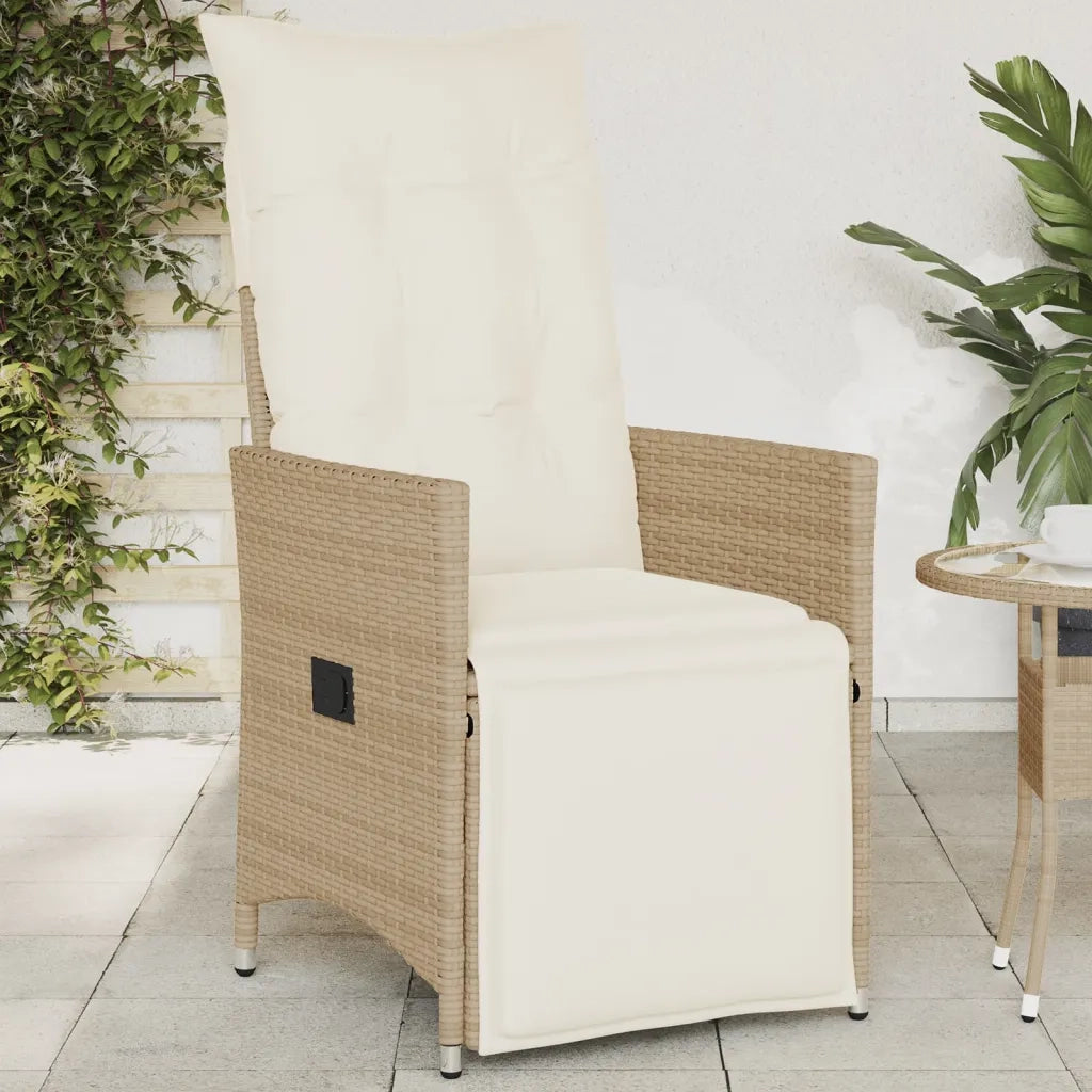 Sedia Reclinabile da Giardino | Sedie da Esterno con Cuscini Beige in Polyrattan