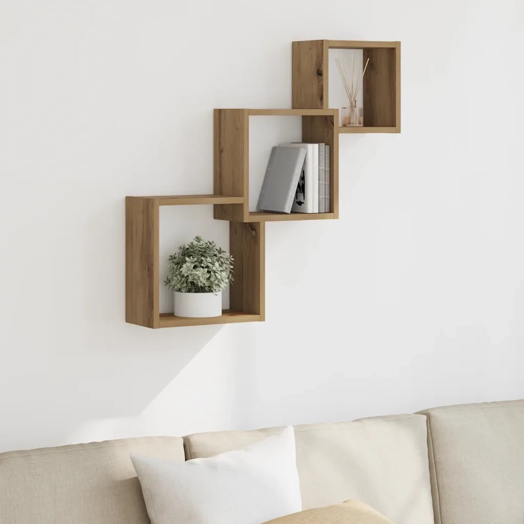 vidaXL Mensole a Cubo Parete Artigianale 68x15x68 cm Legno Multistrato