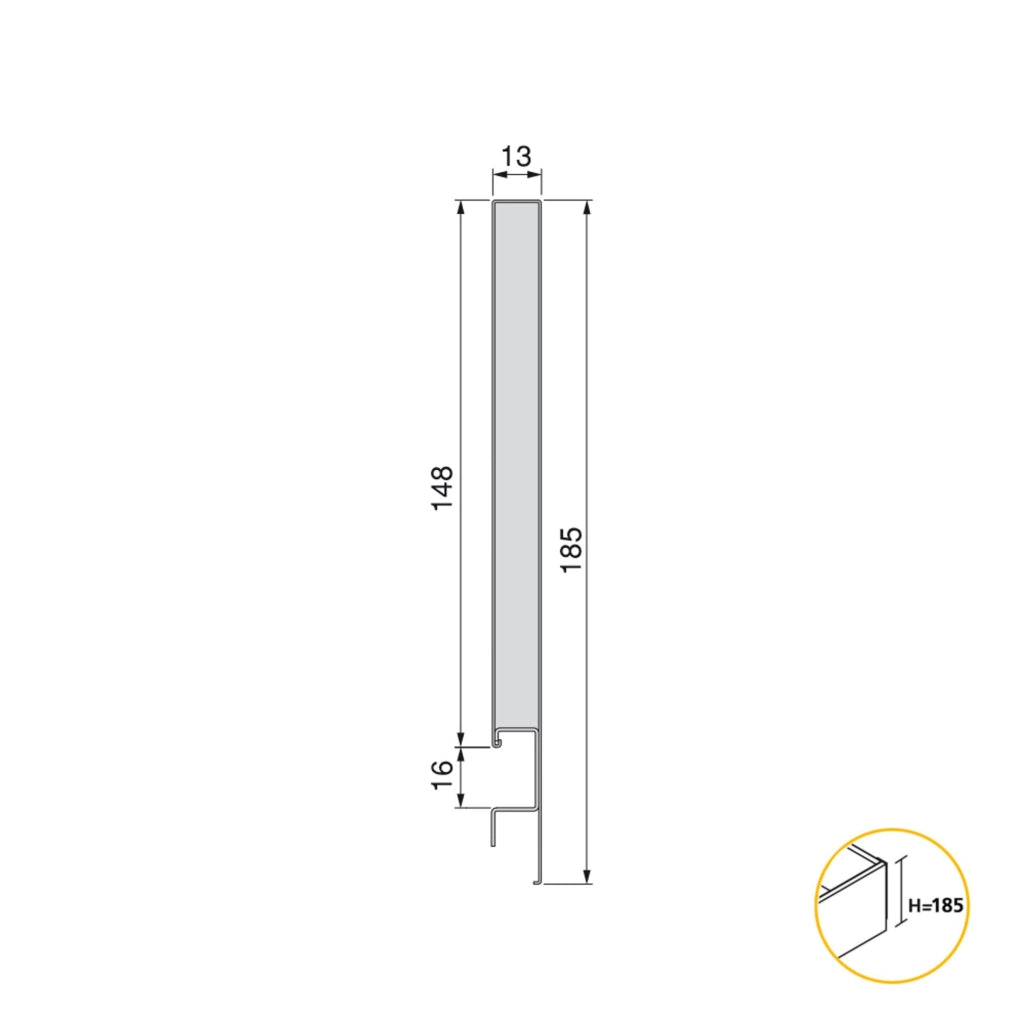 Emuca Cassetto esterno Concept 30 kg altezza 185 mm, 400, Grigio antracite, Acciaio, 1 u.