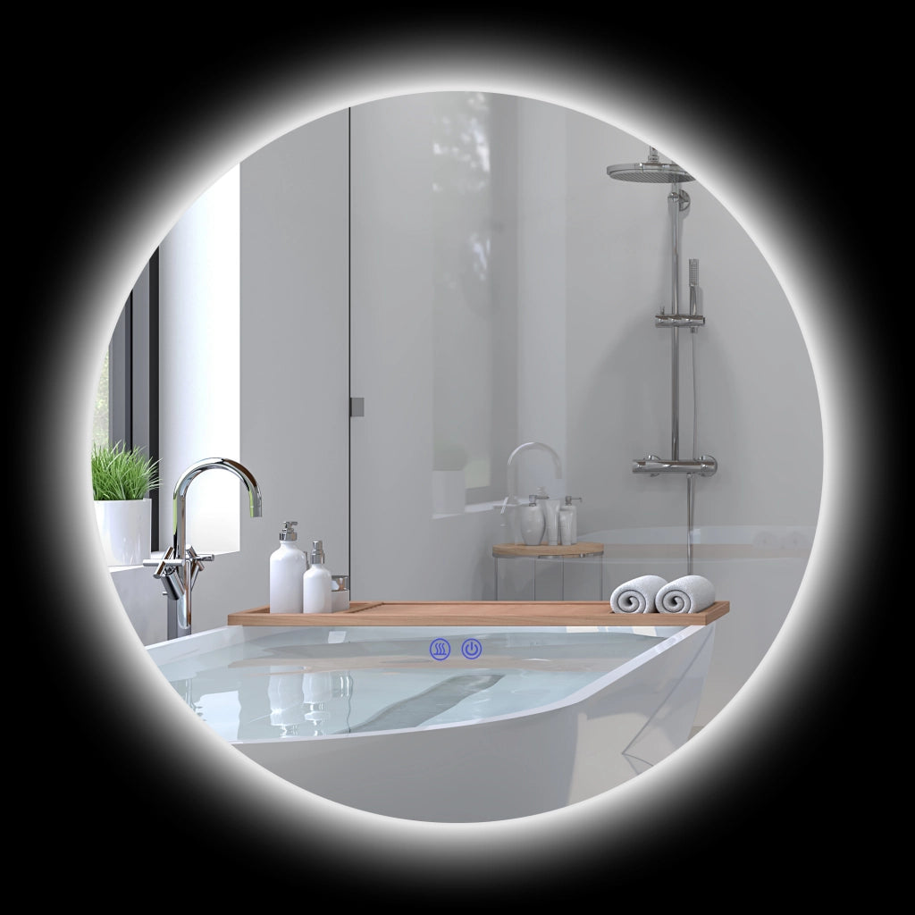 Specchio da bagno LED rotondo con antibu¨¦e ¨C zephmum ¨C 60 cm grigio