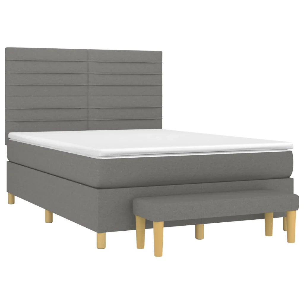 Giroletto a Molle con Materasso Grigio Scuro 140x190 cm Tessuto 3137230