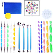 Set di attrezzi da disegno 21 pezzi - punteruoli - stencil - kit di mandala - utensili da disegno - ergonomici - contenitore di stoccaggio blu - set di mandala