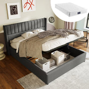 letto imbottito lino grigio 160x200 cm