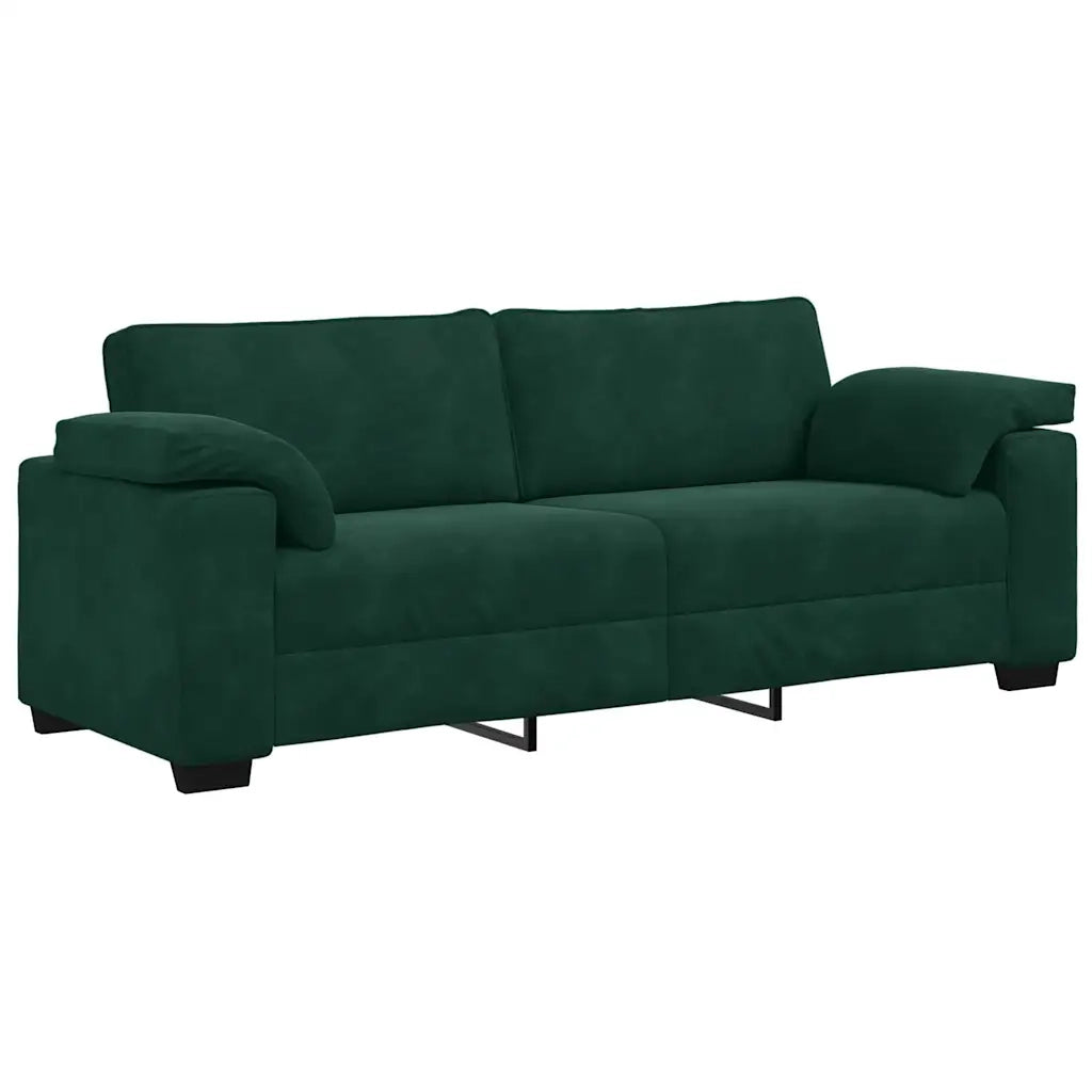 Divano a 3 Posti Verde Scuro 178 cm in Velluto