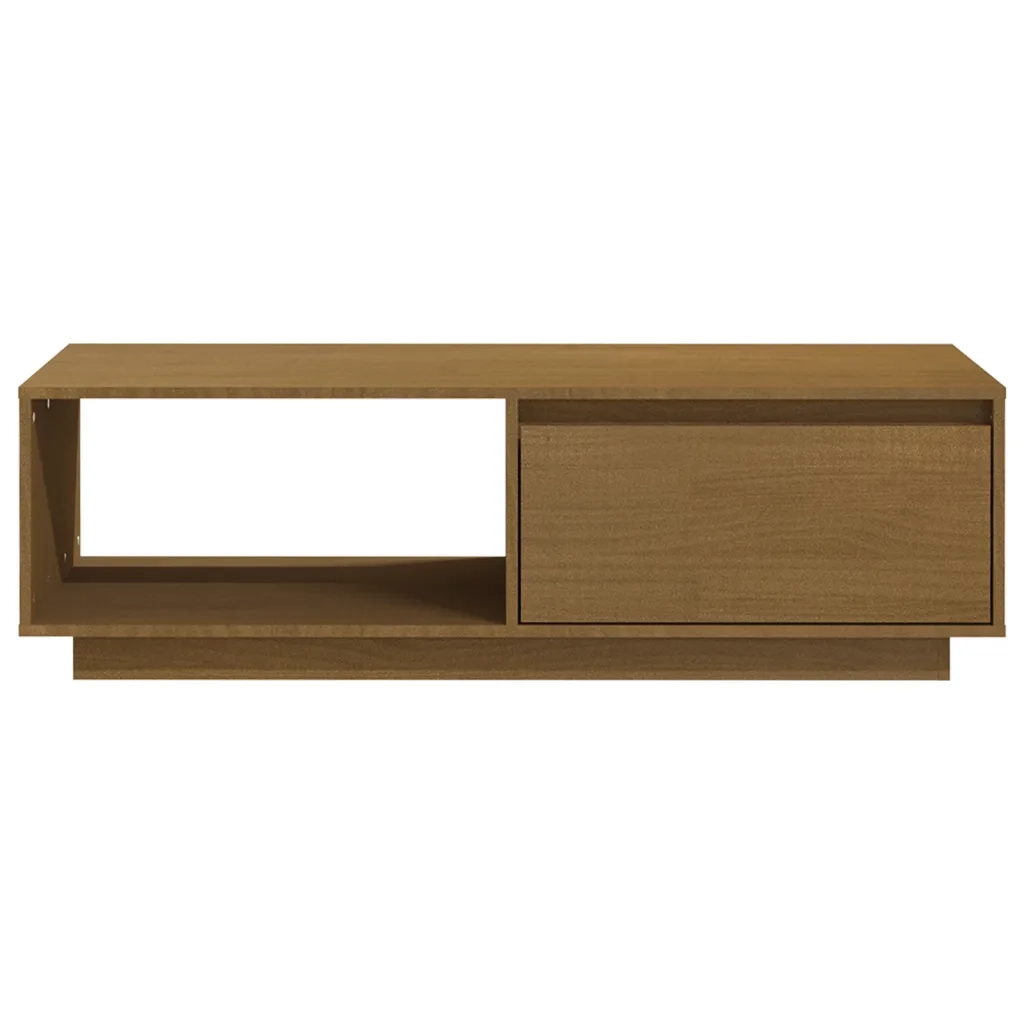 Tavolino-Tavolino da soggiorno-Tavolo Marrone ambra 110x50x33,5 cm in Legno Massello di Pino