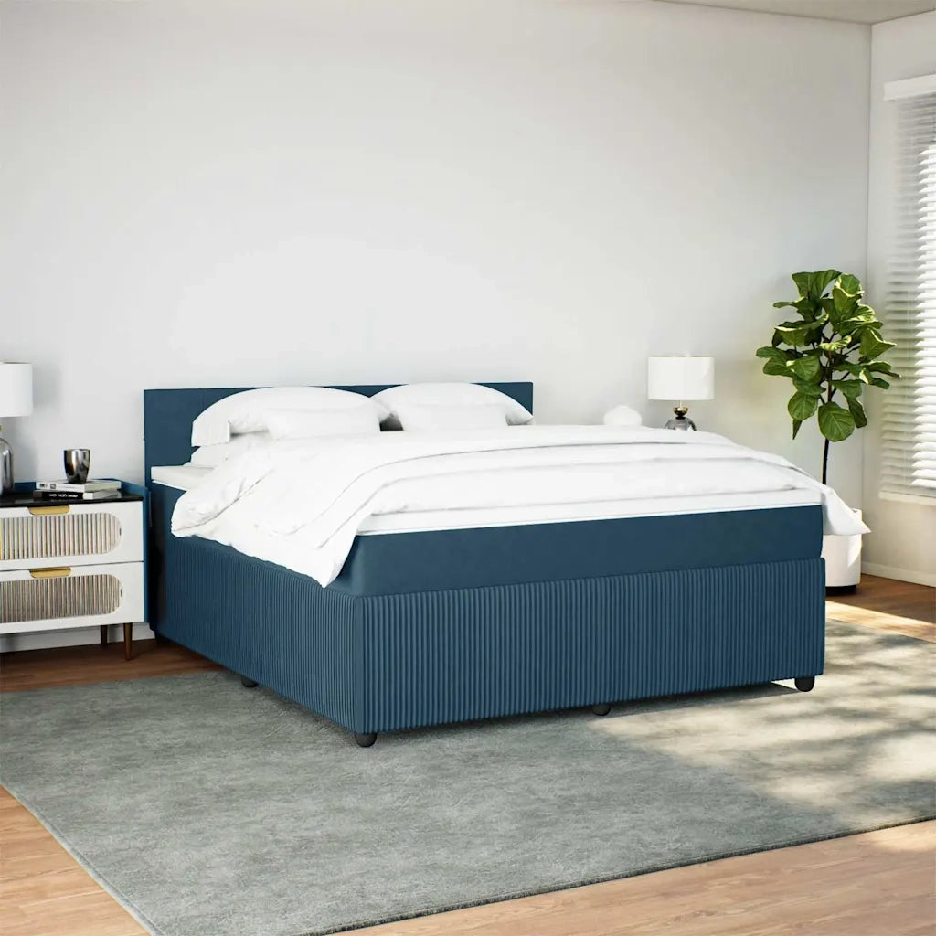 Giroletto a Molle con Materasso Blu 180x200 cm in Velluto 3290110