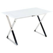 Tavolo da pranzo in vetro temperato bianco e argento 120 x 70 cm gambe in metallo Attica soggiorno elegante