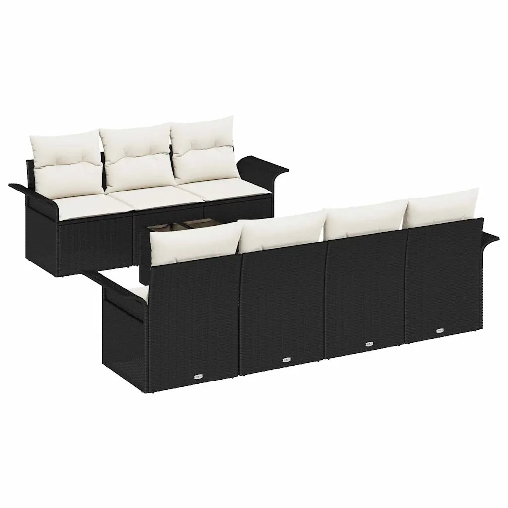 Set Divano da Giardino con cuscino 8 pcs Nero polyrattan 3345267