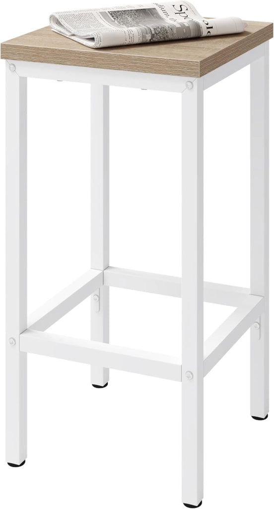 Set di 2 Sgabelli da Bar Industriali con Poggiapiedi, Sgabelli da Cucina senza Schienale, Sedie Alte per Penisola Cucina, Sedile in Truciolato e Telaio, 33x33x65cm, rovere chiaro, 1059BY-2