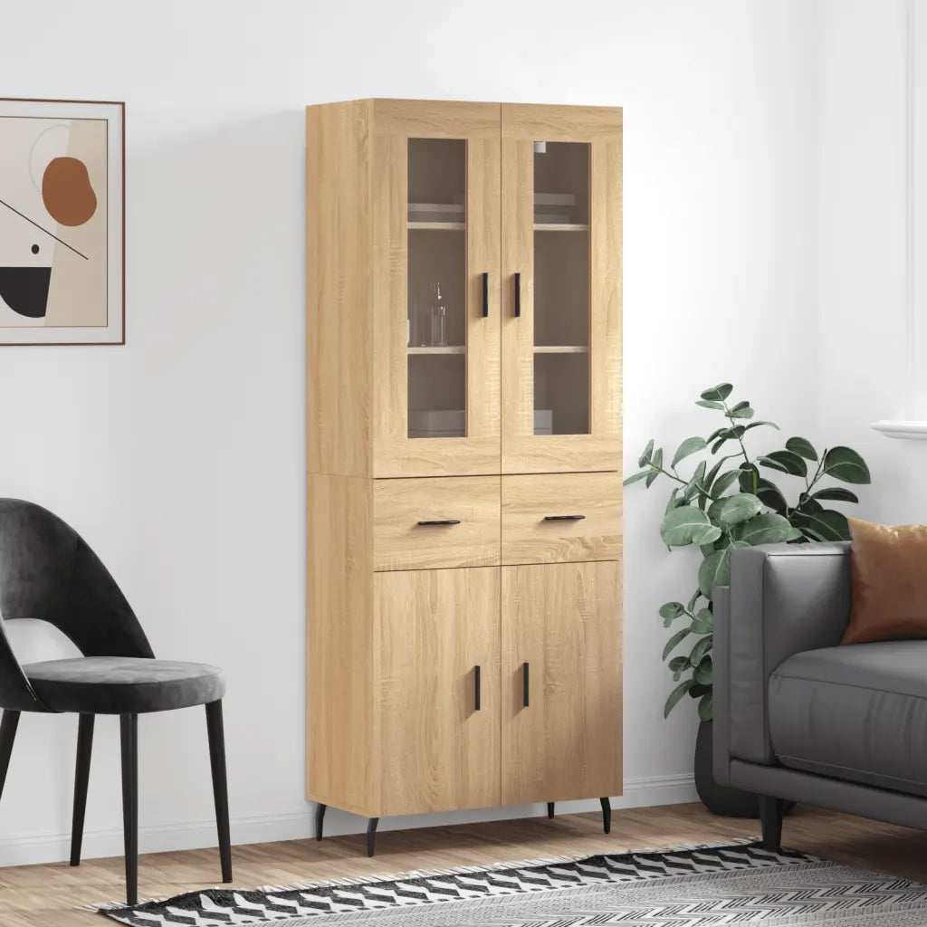 Credenza-Buffet-Armadio da cucina Rovere Sonoma 69,5x34x180 cm in Legno Multistrato 575645