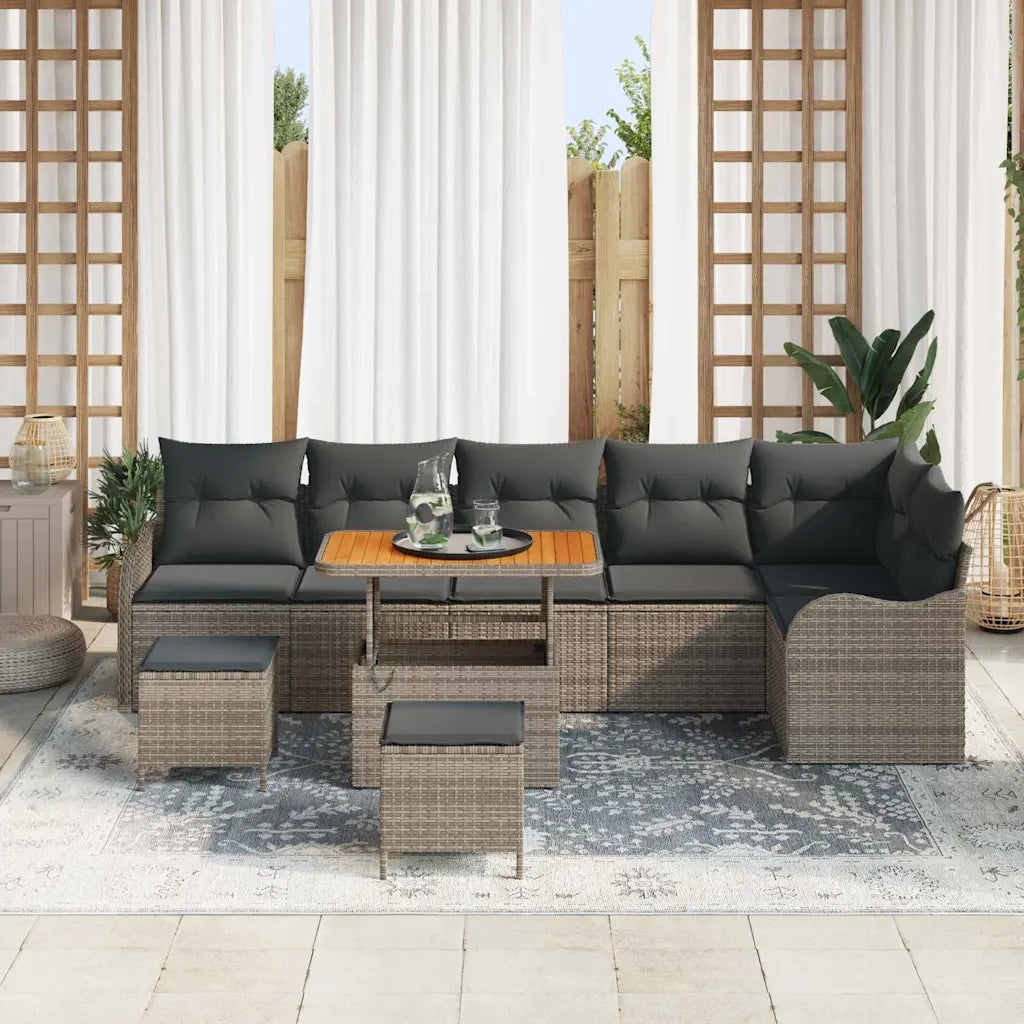 Set Divano da Giardino con cuscino 9 pcs Grigio 3364238