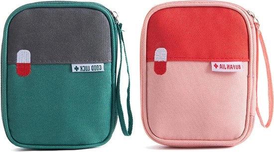 Borsa di Primo Soccorso Miniatura 2 Pezzi Borsa di Medicinali Acqua-Resistente Borsa di Medicinali da Viaggio 14x11x2cm