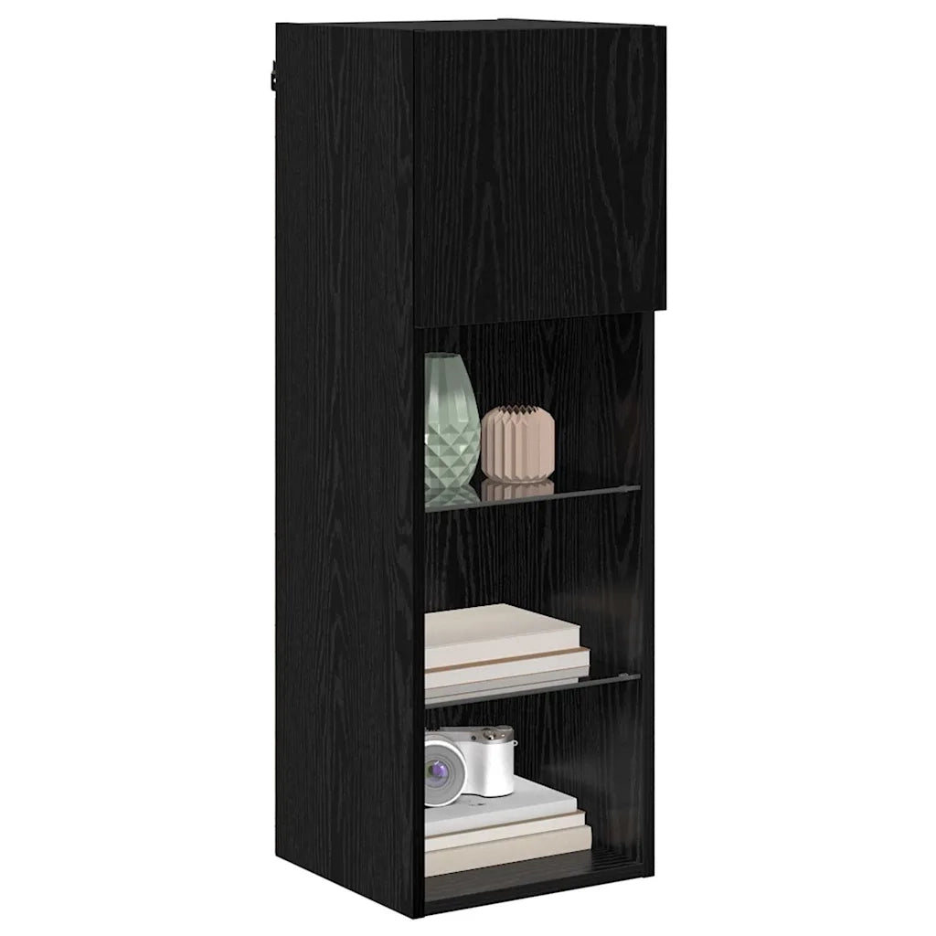 Mobile TV da parete-Mobile TV a Muro-Credenza TV Rovere Nero 30,5 x 30 x 90 cm 925522
