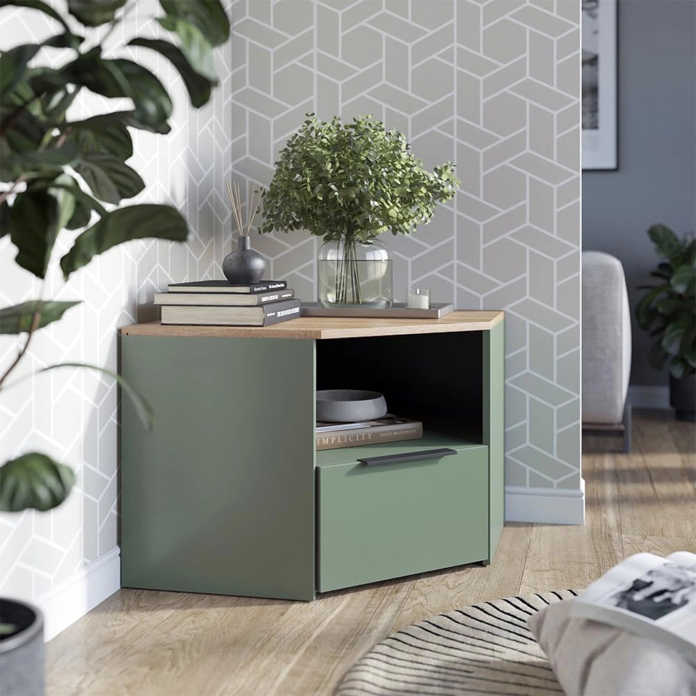 Mobile tv Wido, Verde, 68 x 50 cm, adatto come supporto TV con ripiani aperti