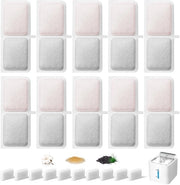 20 pacchi di filtri di sostituzione per fontane per animali, 10 pacchi di filtri a carbone attivo e 10 pacchi di filtri schiuma per batterie 3,2L per fontana per animali P08 filtro di sostituzione con resina e carbone attivo