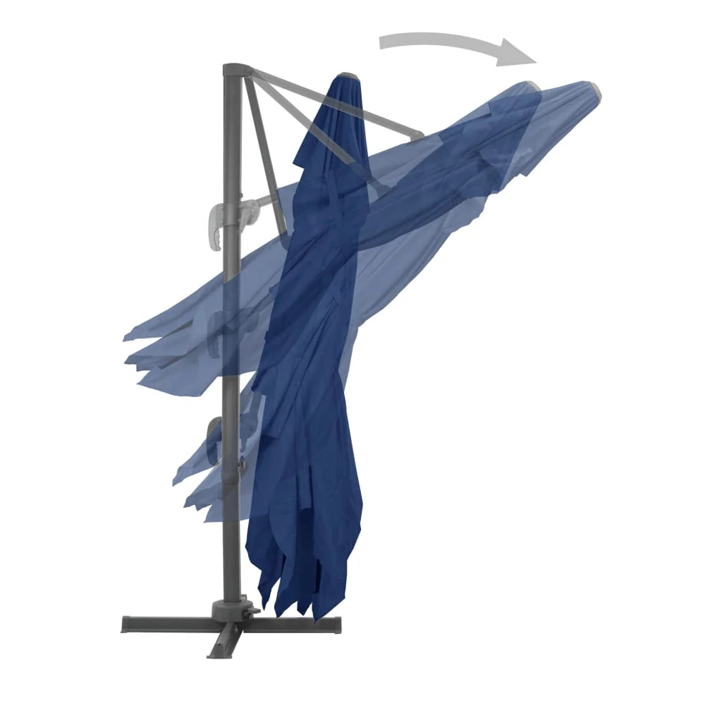 Ombrellone a braccio con palo in alluminio 4 x 3 m blu azzurro 02_0008485
