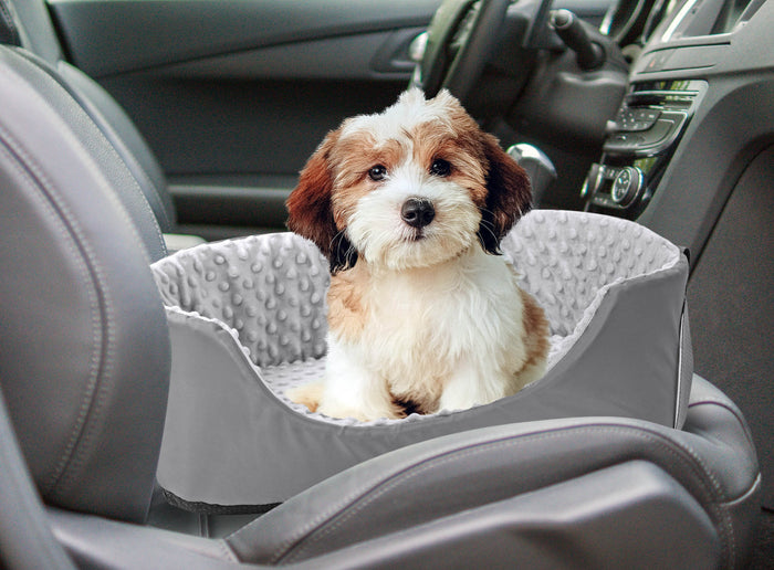 AIO FACTORY Trasportino per auto 50x40 cm Minky Grey Seggiolino per cani impermeabile