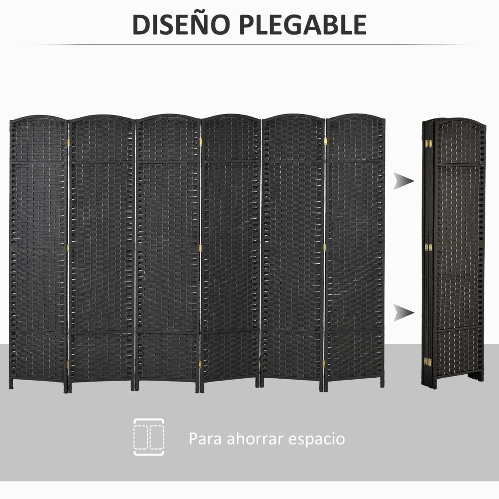 Biombo Divisorio 6 Pannelli Pieghevole ¨C Zephmum ¨C Nero 240x170 cm