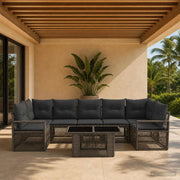 Set Divano da Giardino 8 pz Grigio e Grigio Scuro polyrattan 3437063