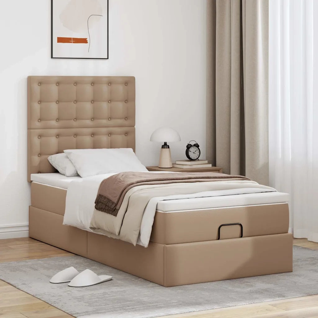 Letto Pouf con Materasso Cappucino 80x200 cm Similpelle 3312975