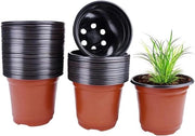 Set di 50 vasi per piante in plastica rotondi, vasi multifunzionali per fiori, sostenibili e riciclabili, 10 x 8 cm