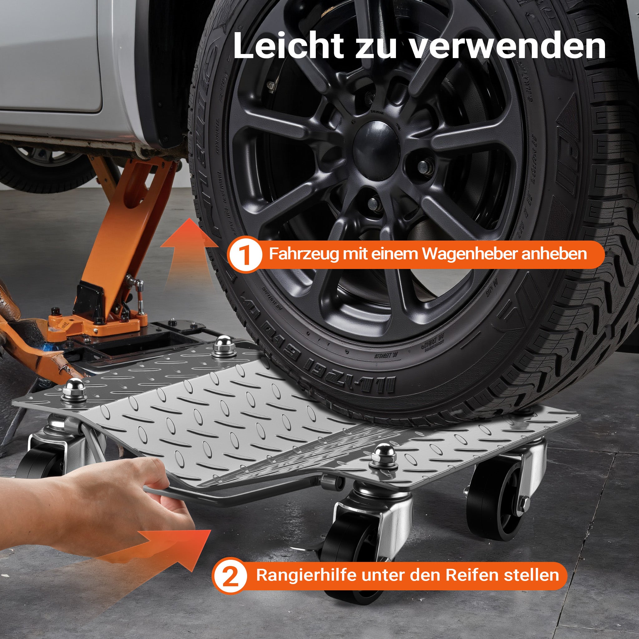 Carrello sottoruota sposta auto 2 pezzi Portata 680 kg l’uno Ausili di manovra Posizionatori