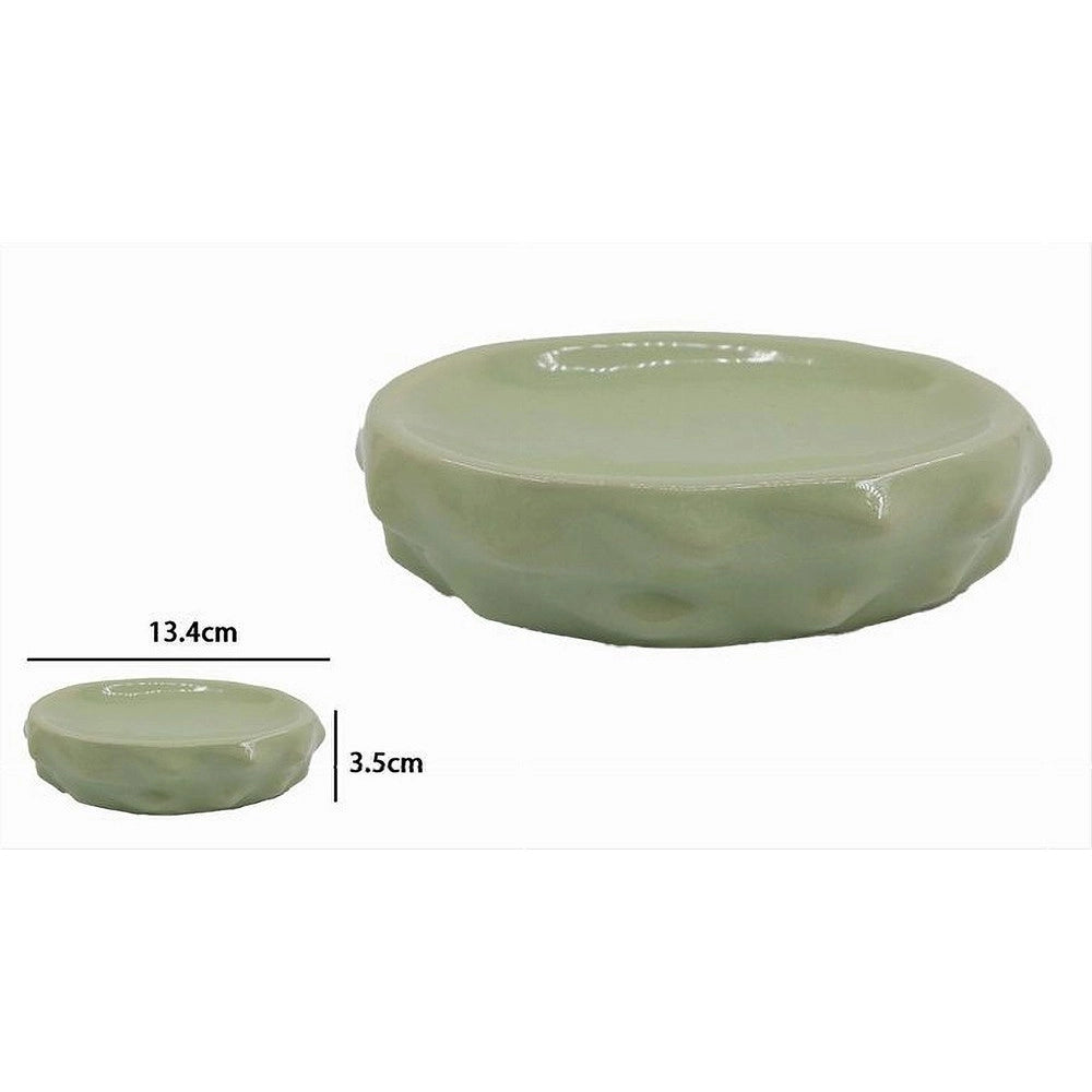 Trade Shop - Piattino Per Sapone Porta Saponetta Verde Effetto Cactus Accessorio Bagno 79935 -