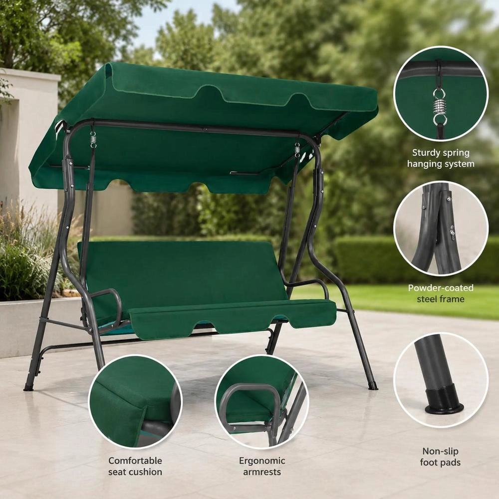 Green Hollywood Swing Set, 170x110x153 Cm, Fabric