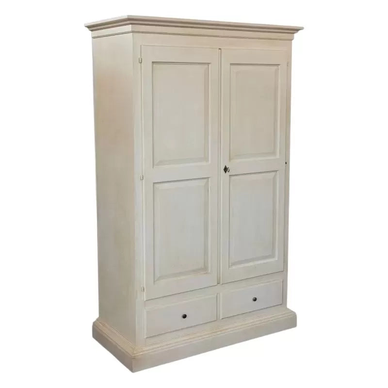 Armadio 2 porte legno shabby avorio anticato 125x61x200 - Mobili 2G