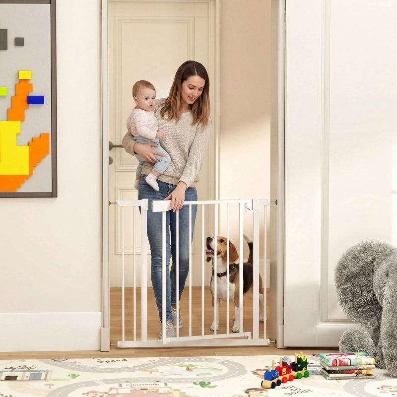 Cancelletto di sicurezza per scale, senza foratura, con chiusura automatica per bambini, cucina, scale, 76-89 x 76 cm, bianco