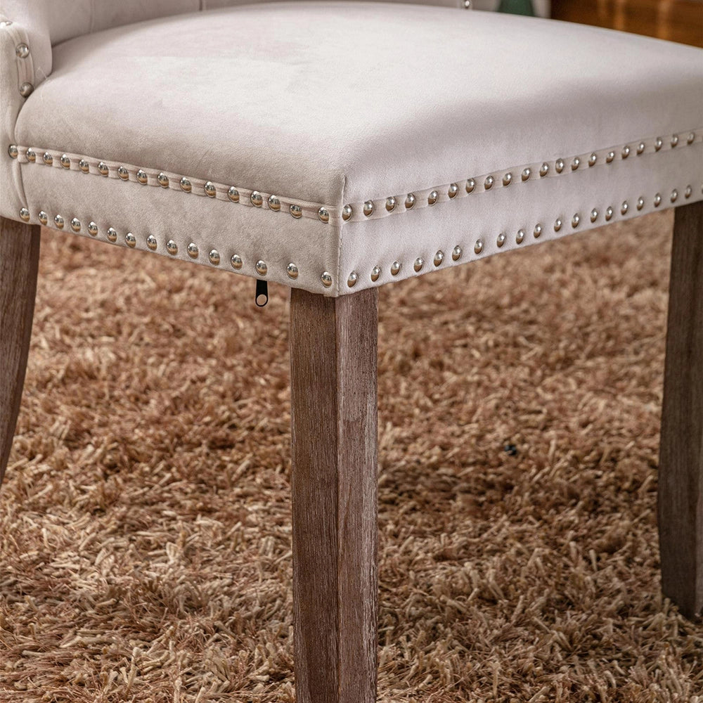 Set 2 sedie Nikki - Xylo - velluto beige gambe legno capitonné