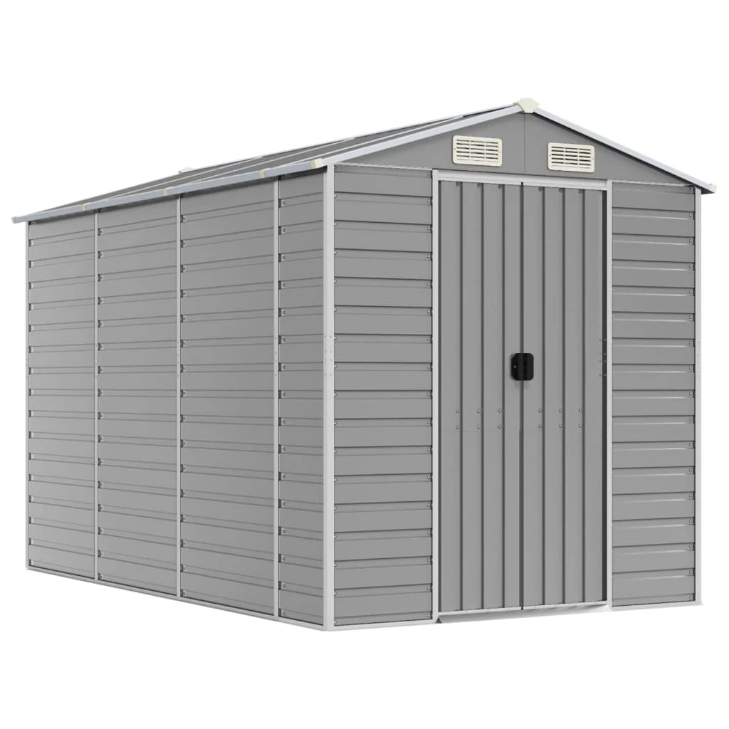 Casetta da giardino cabina ripostiglio capanno da esterno capanno per attrezzi robusta colore chiaro 191 x 300 x 198 cm acciaio zincato grigio 02_0022243