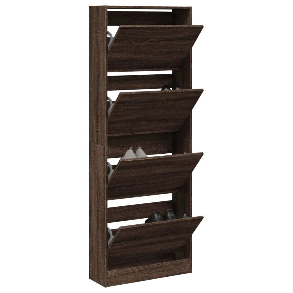 Scarpiera | Mobile per scarpe Rovere Marrone 60x21x163,5 cm in Legno Multistrato