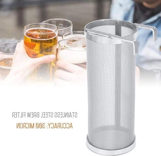 Filtro per birra in acciaio inossidabile - filtro di schiuma riciclabile per birra - 10 x 255 cm - precisione 300 micron - pompa di birra a sifone con gancio