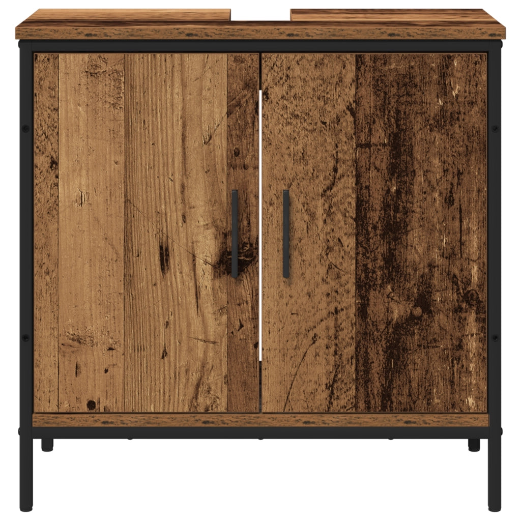 Set di mobili da bagno 2 pezzi in legno vecchio e legno ingegnerizzato