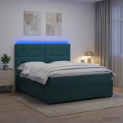 Letto Box Spring LED con Materasso Verde Scuro 140 x 200 cm 3456086
