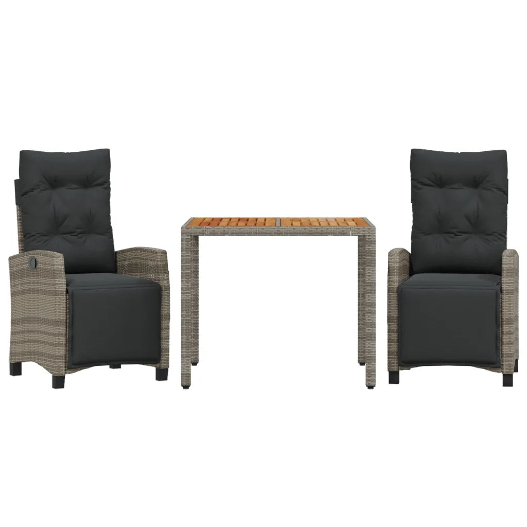 Set da Pranzo da Giardino 3 pz con Cuscini in Polyrattan Grigio 3212912