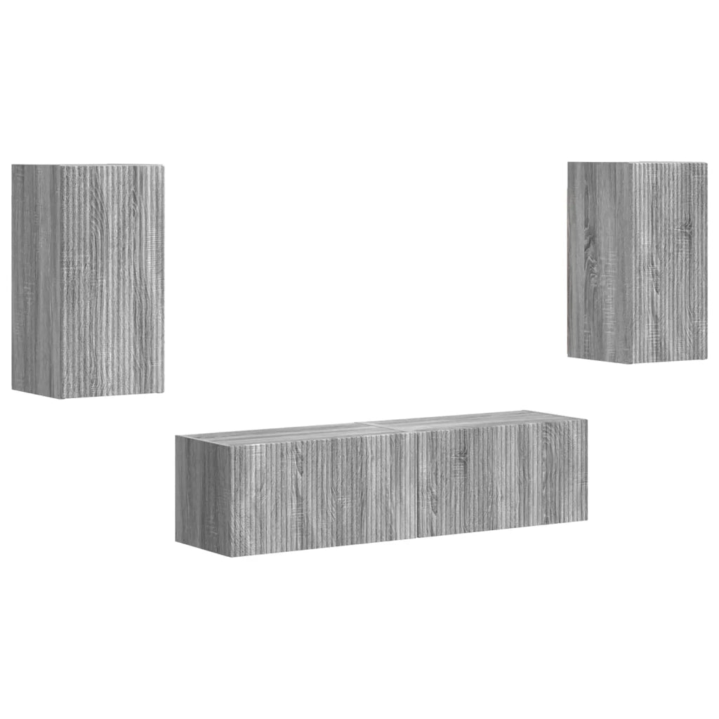 Set mobile TV 4 pz-Credenza per TV Grigio Sonoma Legno multistrato 478436
