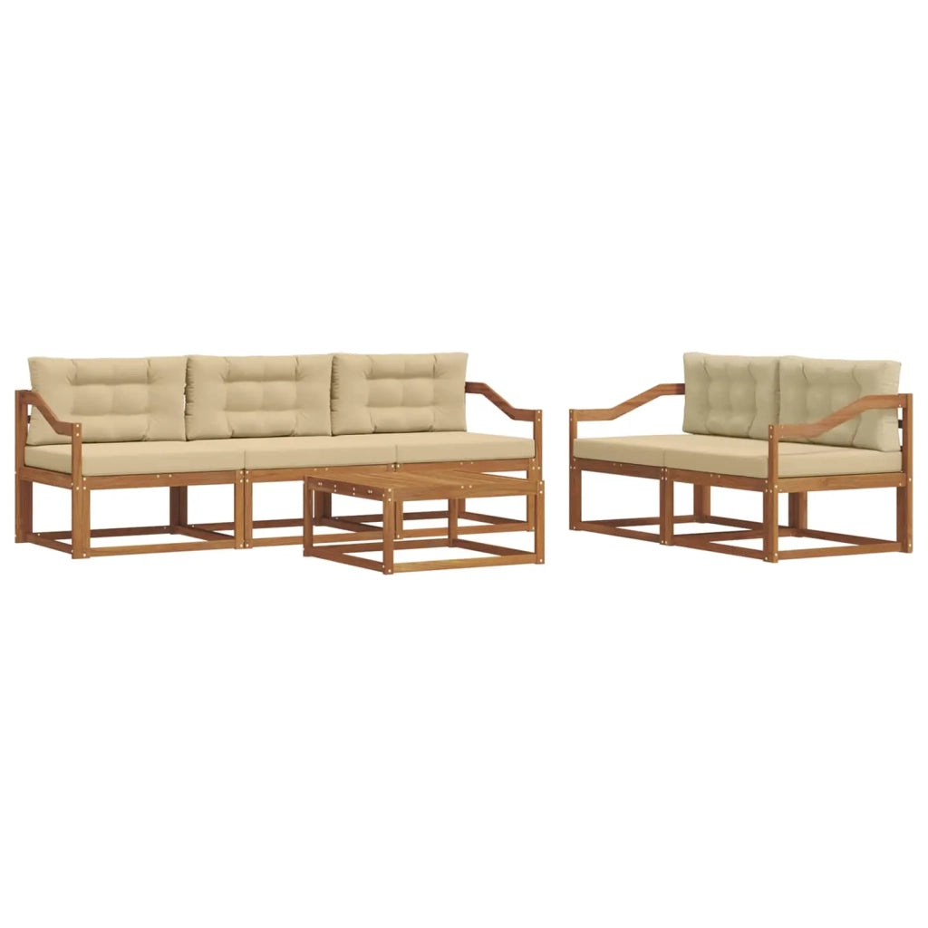 Set di divani da esterno con cuscino 6 pcs Naturale e Beige 3367211