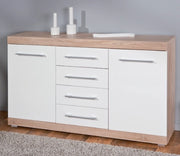 KIT MOBILE BUFFET LUBLIN 4 ANTE LAMINATO FINITURA ROVERE/BIANCO CM. 155x40x87H