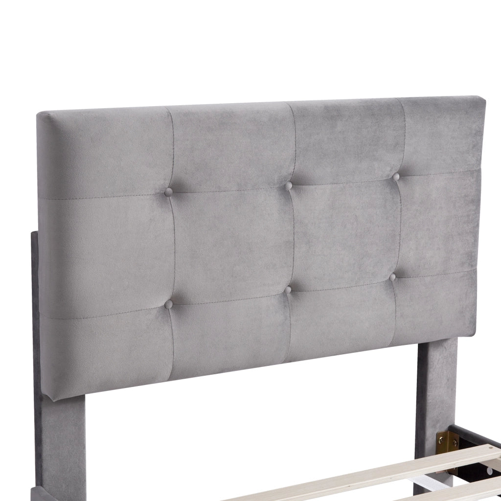 DESMIU Litto simple 90 × 200 cm con cassetto, senza materasso, in velluto, grigio