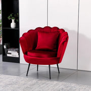 Poltrona Orel a Conchiglia in Velluto Rosso – Design Elegante e Avvolgente