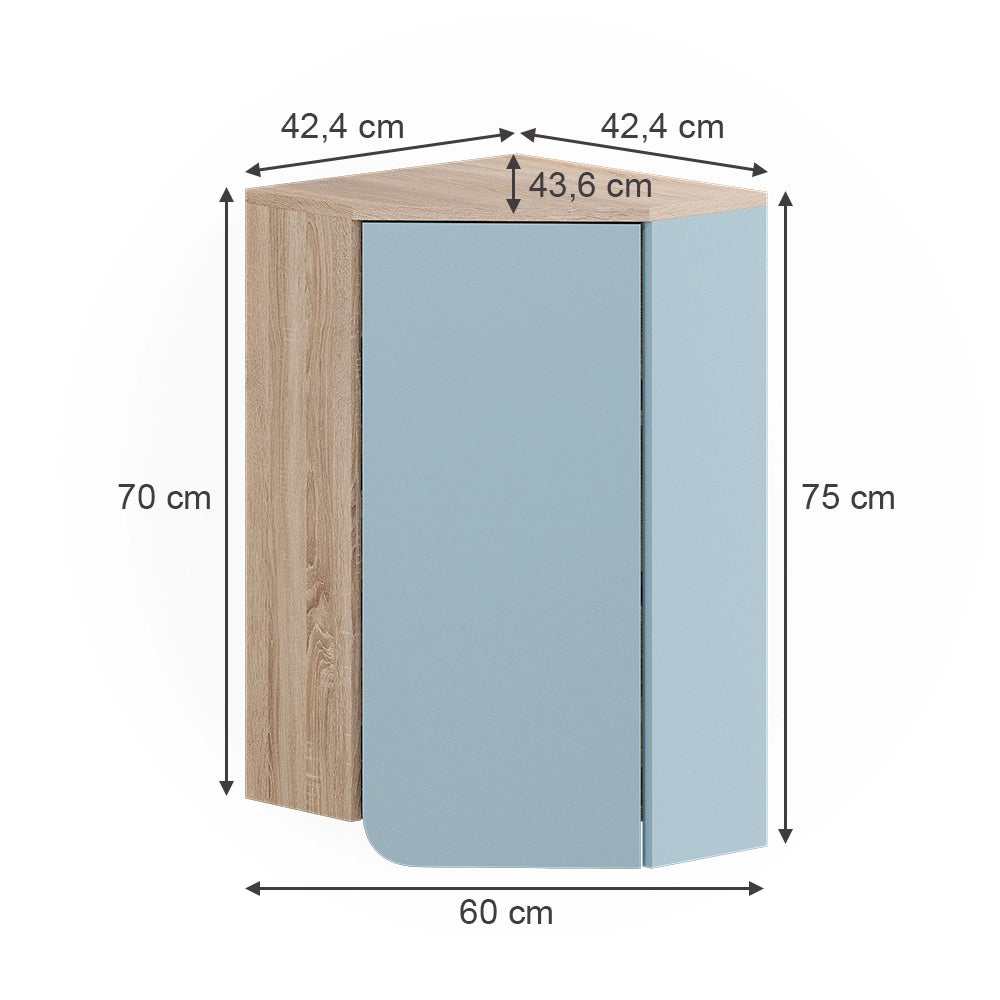 Vicco Mobile da bagno Grigio-blu 42.4 x 75 cm con porta e vani aperti