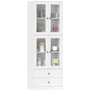 Armadio Cucina con Ante Vetrate e 2 Cassetti ¨C Zephmum ¨C 59x30x170 Bianco
