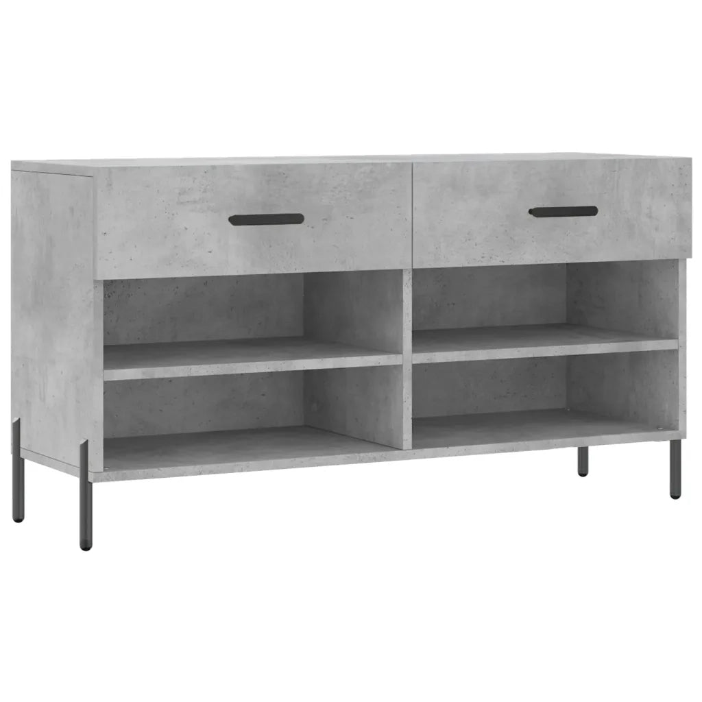 Panca Porta Scarpe | Scarpiera | Mobile per scarpe Grigio Cemento 102x35x55cm Legno Multistrato
