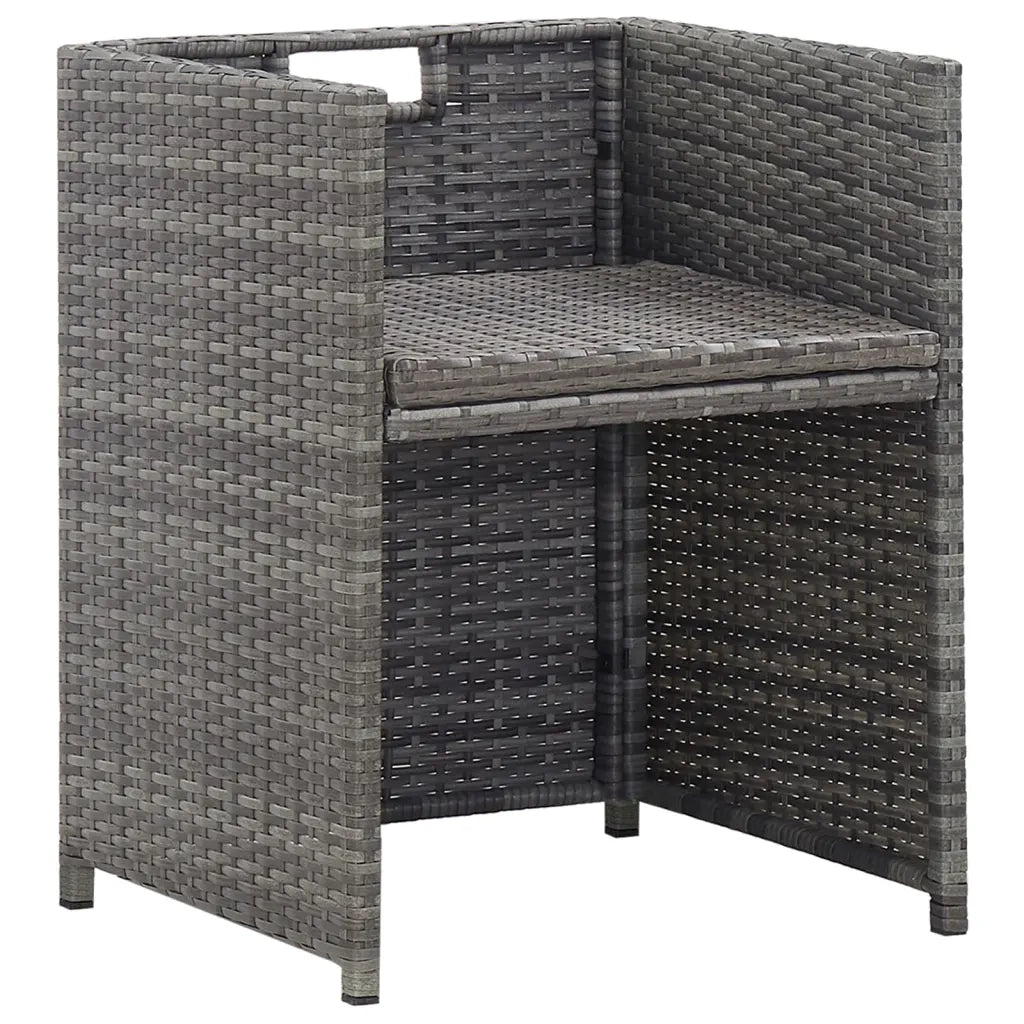 Set da Pranzo da Giardino 13 pz e Cuscini Polyrattan Antracite 46383