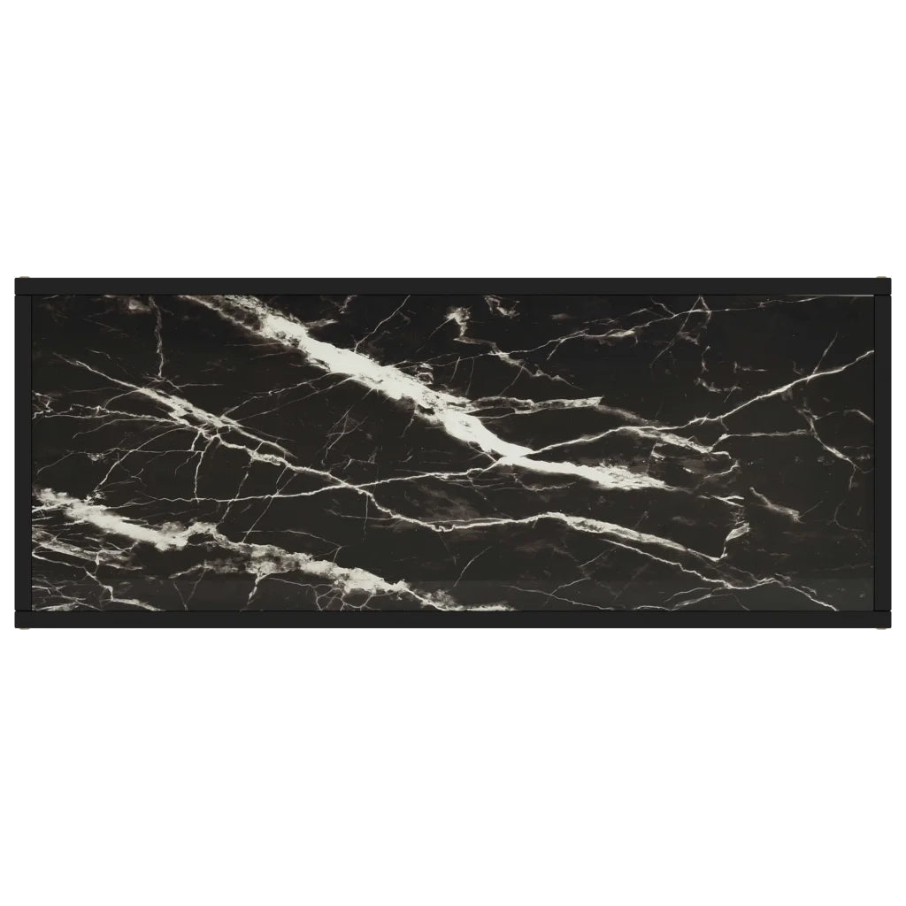 Mobile TV Nero con Vetro Nero Marmo 100x40x40 cm 322858