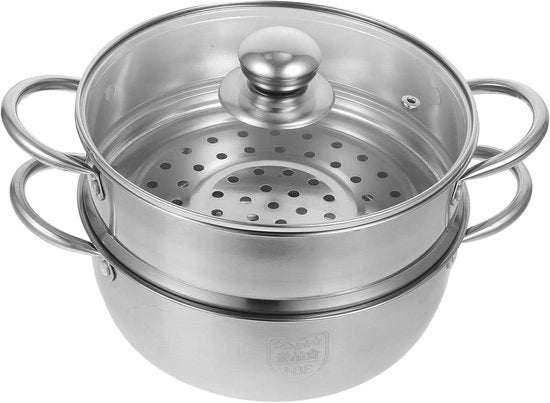 Stufato in acciaio inossidabile a vapore 5 strati con pentola a induzione e accessorio per vapore - Ideale per cucinare vegetariano